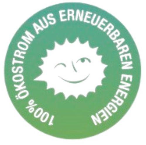 ews, oekostrom, logo, 100 prozent ökostrom, erneuerbar, energie, strom, nachhaltig, urlaub, ferienhaus