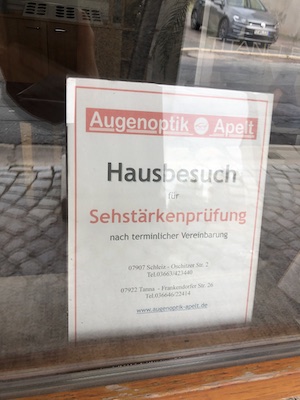 augenoptik, apelt, tanna, brillen, sehstaerke prüfen, sehtest, hausbesuch
