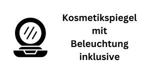 icon, ausstattung, tiny house, ferienhaus, badezimmer, kosmetikspiegel, inklusive, beleuchtet, mit licht, mit beleuchtung