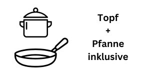 icon, ausstattung, tiny house, ferienhaus, topf, pfanne, kochutensilien, inklusive