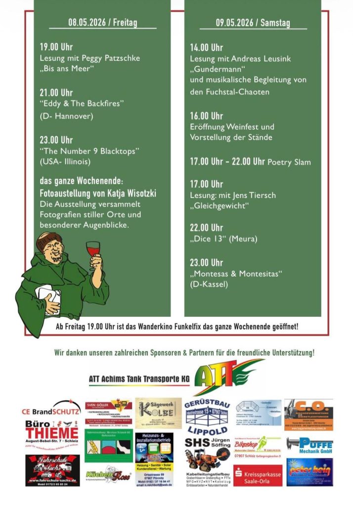 programm literarisches weinfest mönchgrün, lesungen, weinproben, wein trinken, obstwein, poetry slam